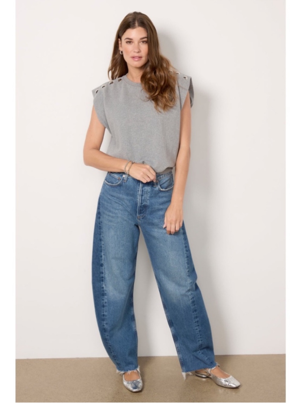 Clare V. Le Vest in Grey Melange w/ Studs Small